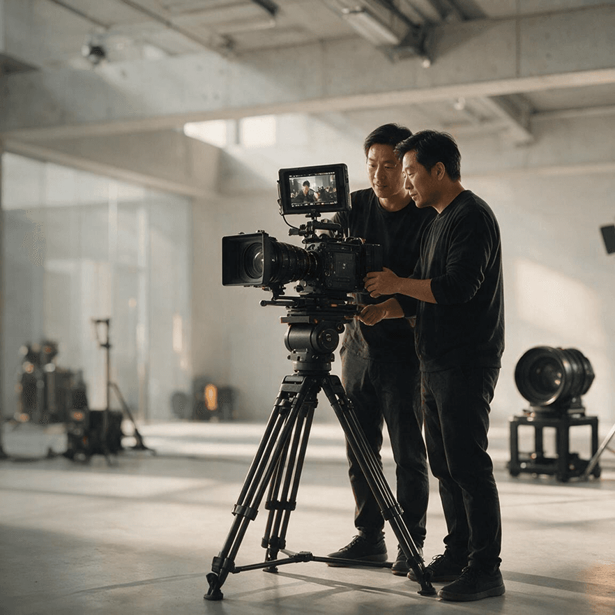Film and series production crew on set